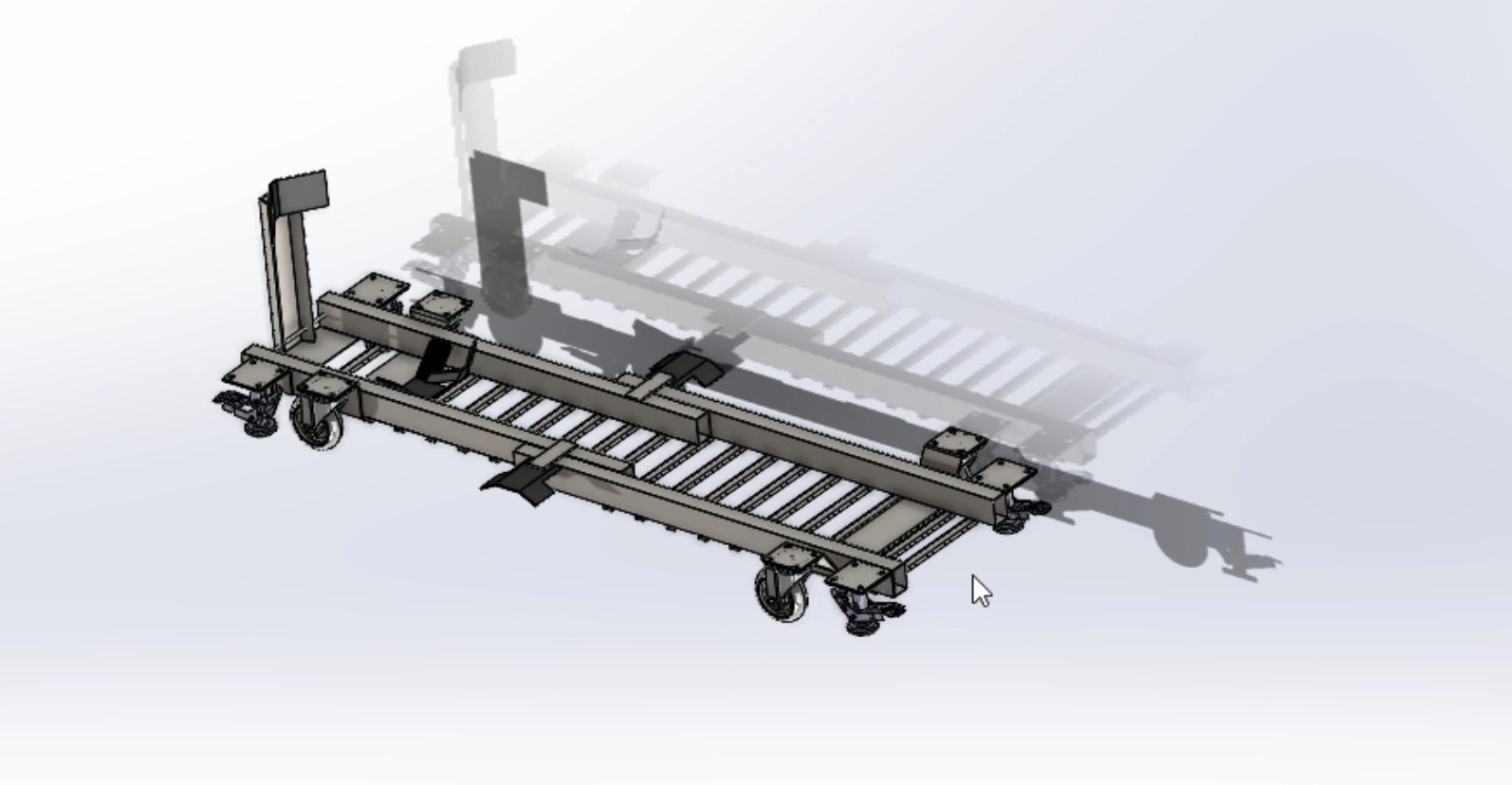 Motorcycle garage dolly CAD — overhead angle